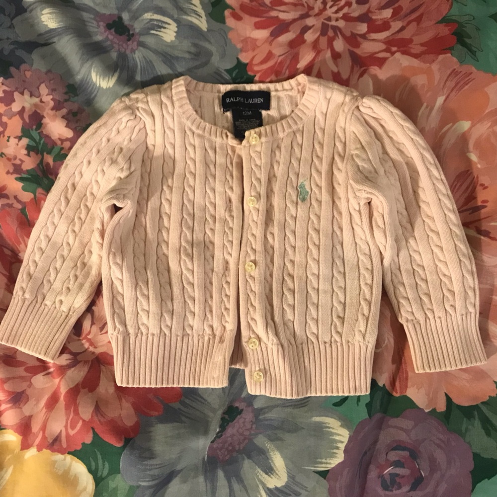 Ralph Lauren Pink Cable-knit Cardigan - 12M